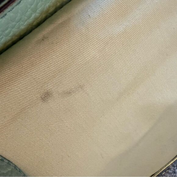 Fossil Sea Foam Turn Lock Flap Crossbody Bag with Gold Accents Vintage - Picture 4 of 5